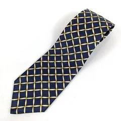 美品 BVLGARI ブルガリ ネクタイ 総柄 ネイビー系 紺 格子柄 ビジネス メンズ シルク イタリア製