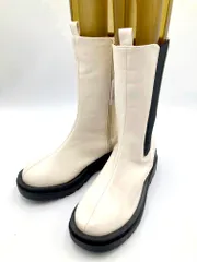 タグ付き LiBERTYDOLL リバティドール スクエアトゥ トラックソール ミドル サイドゴア ブーツ size40/白 ◆■レディース