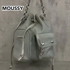 MOUSSY マウジー Logo Strap Bucket ショルダーバッグ バケットバッグ 巾着 2WAY ロゴストラップ 斜めがけ 肩掛け シルバー ナイロン ミニバッグ 希少 レディース カジュアル モード ストリート ★ ■■