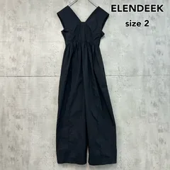美品 ELENDEEK エレンディーク カシュクールサロペット 512230312101 ブラック 黒 2 M オールインワン ワイドパンツ 背中シャーリング ストレッチ コットン ナイロン 雑誌掲載 人気 定番 大人 綺麗め 着痩せ ★ ■◇