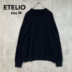 新品 未使用 ETELIO エテリオ リラックスフィットシルキータッチもちもちニット クルーネック Mサイズ ブラック 黒 無地 シンプル 万能 モード キレイめ et250682 レーヨン混 オーバーサイズ ドロップショルダー ★ ◆■
