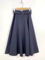美品 N. Natural Beauty Basic エヌ ナチュラルビューティーベーシック 166-0220002 定価9900円 ゴールドバックル フレア スカート sizeM/紺 ■■レディース