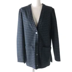 【ドンドン見直し】未使用品★theory セオリー L0825111 チェック Vネック スリット ロングカーディガン レディース ネイビー×グレー P/TP タグ付き　