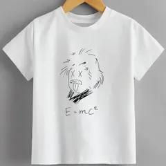 送料無料 ジュニア（アインシュタイン アインシュタイン グッズ 数学）熱転写3Dプリント面白いTシャツ パロディ 子供服 男の子 女の子 小学生 中学生 半袖 夏「背面印刷可､備考必須」