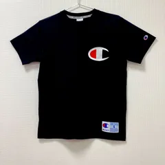 古着　美品　Champion　チャンピオン　アクションスタイル　C3-F362　半袖Tシャツ　ユニセックス　Sサイズ　クルーネック　コットン　ブラック　黒　柔軟性　ストレッチ　天竺　吸汗速乾　ガーメントウォッシュ　ワッペン