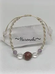 No.10 オレンジムーンストーン・ラベンダーアメジスト使用*☆ナチュラルカラーマクラメブレスレット♡