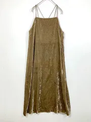 nano universe ナノユニバース 6693219323 ベロアキャミ ワンピース sizeM/カーキ  ■■レディース