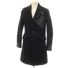 【中古】ジースターロウ G-STAR RAW ウールポリエステル 切替 チェスターフィールドコート ブラック【サイズXS】【メンズ】
