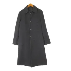 インエ i.n.e コート ステンカラー ロングコート ウール M 2 チャコールグレー