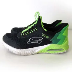 スケッチャーズ SKECHERS スリップインズ Slip-Ins キッズ スニーカー スリッポン シューズ 21.0cm 黒 ブラック グリーン くつ 靴 ジュニア
