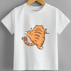 送料無料 ジュニア（猫の爪 猫の足あと 猫の肉球 ひっかき傷 猫飼いあるある）熱転写3Dプリント面白いTシャツ パロディ 子供服 男の子 女の子 小学生 中学生 半袖 夏「背面印刷可､備考必須」