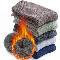 [Wamicu] 靴下 レディース 暖かい 冬 5足セット 厚手 防寒保温 あったかい ソックス 耐久性 室内とアウトドアのアクティビティに適しています 22-25cm 1