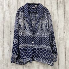 COMME des GARCONS ペイズリー柄 レーヨン長袖シャツネイビーSS - メルカリ