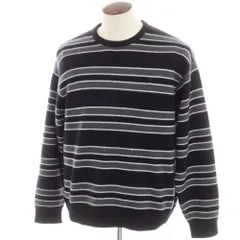 【中古】シュプリーム Supreme 2024年秋冬 Cashmere Sweater カシミヤ ボーダー クルーネック プルオーバーニット ブラックxグレー【サイズL】【メンズ】