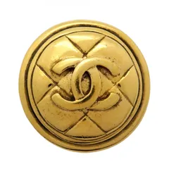 【6jab0390】シャネル ブローチ ヴィンテージ ココマーク マトラッセ 丸型 サークル GPメッキ ゴールド【中古】レディース