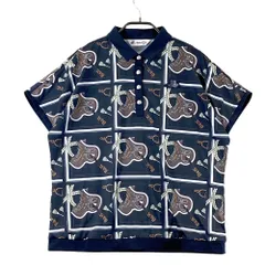 サイズ：LL BLACK&WHITE ブラックアンドホワイト  半袖ポロシャツ 総柄 ネイビー系 [240101603322] ゴルフウェア レディース ストスト