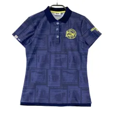 サイズ：M FILA GOLF フィラゴルフ  半袖ポロシャツ 総柄 ネイビー系 [240101603845] ゴルフウェア レディース ストスト