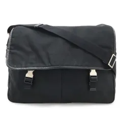 PRADA プラダ ショルダーバッグ メッセンジャーバッグ 斜め掛け ナイロン レザー NERO 黒 ブラック シルバー金具