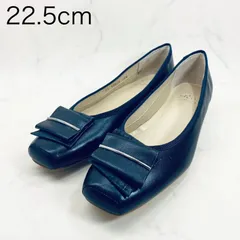 【新品 訳あり】リズラフィーネ　モチーフ金具付バレエパンプス　22.5㎝　紺　ネイビー