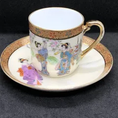 オールドノリタケ　金彩 美人風景画 カップ ＆ ソーサー アンティーク（ マルキ印 ・ 英国輸出向け ） 1911年～1941年 Q0 ( INP_G08 )