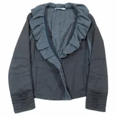 スポーツマックスコード マックスマーラ SPORTMAX CODE コットン ウール 切替 ジャケット ブレザー ブルゾン フリル ショート丈 40 チャコールグレー/14 レディース