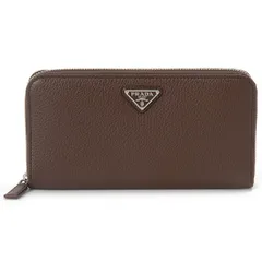 PRADA プラダ 長財布 メンズ ブラウン 2ML317 2E54 F0038 ZIP AROUND WALLET
