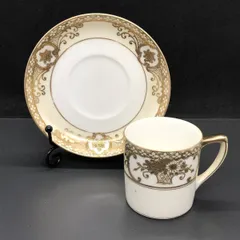 銘品!! オールドノリタケ　金盛上花籠装飾図紋 　カップ＆ソーサー　英国里帰り　アールデコ　S0 ( INP_G08 )