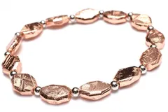 【１点物】宇宙からの贈り物 メテオライト(アルタイ隕石)　10.5x8(丸玉3.5)mm　ゴールドコーティング ひし形 ブレスレット パワーストーン 天然石 _MC4677