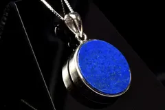【１点物】シルバー925◇天然無着色 ラピスラズリ　16mm　コイン ペンダントトップ パワーストーン 天然石 _PC9085