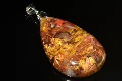 【１点物】シルバー925◇シリカ共生 ピーターサイト　37x24mm　ドロップ ペンダントトップ パワーストーン 天然石 _PC9096