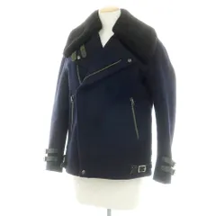 【中古】サイ Scye ウールカシミヤ ダブル ライダースジャケット ネイビー【サイズ36】【レディース】のサムネイル