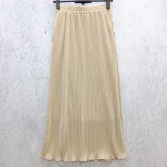 Loytaa ロユタ プリーツスカート ロングスカート カジュアル 光沢感 ウエストゴム ベージュ Ｆサイズ ◎、〇◇
