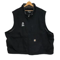 Carhartt LOOSE FIT カーハート 企業ロゴ刺繡 ダックベスト ワークベスト ボア ダック地 モックネック オーバーサイズ ビッグシルエット India製 5XLサイズ ブラック