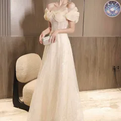 新品 未使用 レディース ウェディングドレス フォーマルドレス パーティードレス スパンコールにフリルがオシャレで美しいオフショルロングドレス