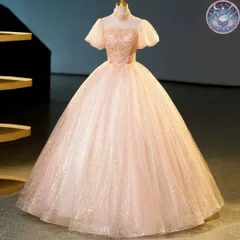 新品 未使用 レディース ウェディングドレス フォーマルドレス パーティードレス お花のデザインが美しい パフスリーブ イブニングドレス