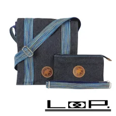 ハンティングワールド ■美品■ ショルダー バッグ カバン ポーチ キャンバス デニム ブルー ブラック 【539503】3