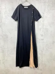 Bou Jeloud ブージュルード 502990 ボタン付スリットプリーツ ワンピース sizeサイズ表記不明/黒×ベージュ ■◆レディース