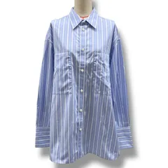 CHAOS GENTLEMEN LADY カオスジェントルマンレディ ガールフレンドシャツ オーバーサイズシャツ ストライプ柄 長袖 CH206378ER-00 青 ブルー フリーサイズ レディース 通年 ゴーゴー古着マルイファミリー溝口店 1 No.475
