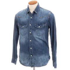 【中古】ナノユニバース nano universe コットン ウエスタンシャツ ブルー【サイズM】【メンズ】