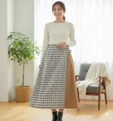 NICE CLAUP ナイスクラップ タイトスカート チェック ブラウン F フリー ロング 未使用 タグ付き レディース