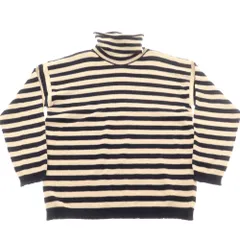 【中古】ラルディーニ LARDINI アルパカウール ボーダー タートルネック プルオーバーニット ベージュxネイビー【サイズ48】【メンズ】のサムネイル