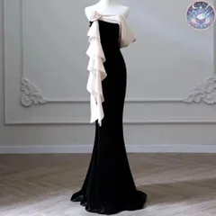 新品 未使用 レディース ウェディングドレス フォーマルドレス パーティードレス デコルテの薔薇が美しいバイカラーのベア イブニングドレス