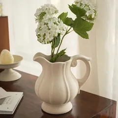 【新品?未使用】 花器 フラワーベース 花瓶 ピッチャー型 セラミック おしゃれ シンプル 北欧 スタイリッシュ 室内装飾 インテリア カボチ