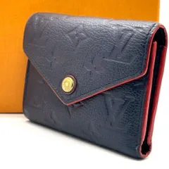 【ネイビーに映える、差し色】　LOUIS VUITTON　ポルトフォイユ・ゾエ モノグラムアンプラント 三つ折り財布 ルイヴィトン M58880　ネイビー×レッド