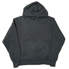 チャンピオン リバースウィーブ グレーチャコール フェード フーディ パーカー M 刺繍ロゴ 無地 シンプル 単色 スウェット レディース ユニセックス メンズ 古着 長袖 CHM