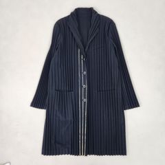 極美品】イッセイミヤケ プリーツプリーズ ロングコート ダブル ベルト