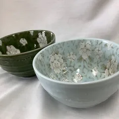 どんぶり　鉢　2個　花柄　多用丼　陶器製　S704