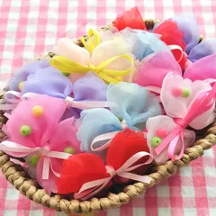 【1034】100個 デコパーツ リボン シャカシャカ 飾り素材 モチーフ ミックス まとめ売り