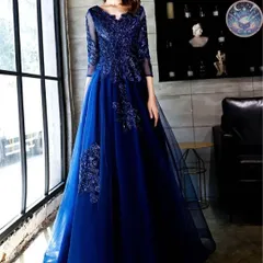 新品 未使用 レディース ウェディングドレス フォーマルドレス パーティードレス 花柄が大人可愛い袖あり ロングイブニングドレス