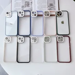 iPhone 14ProMax 対応 ケース カバー 背面タイプ 背面クリア クリア 透明 ミラー 鏡 フチ バンパー パステルカラー くすみカラー シンプル かわいい おしゃれ